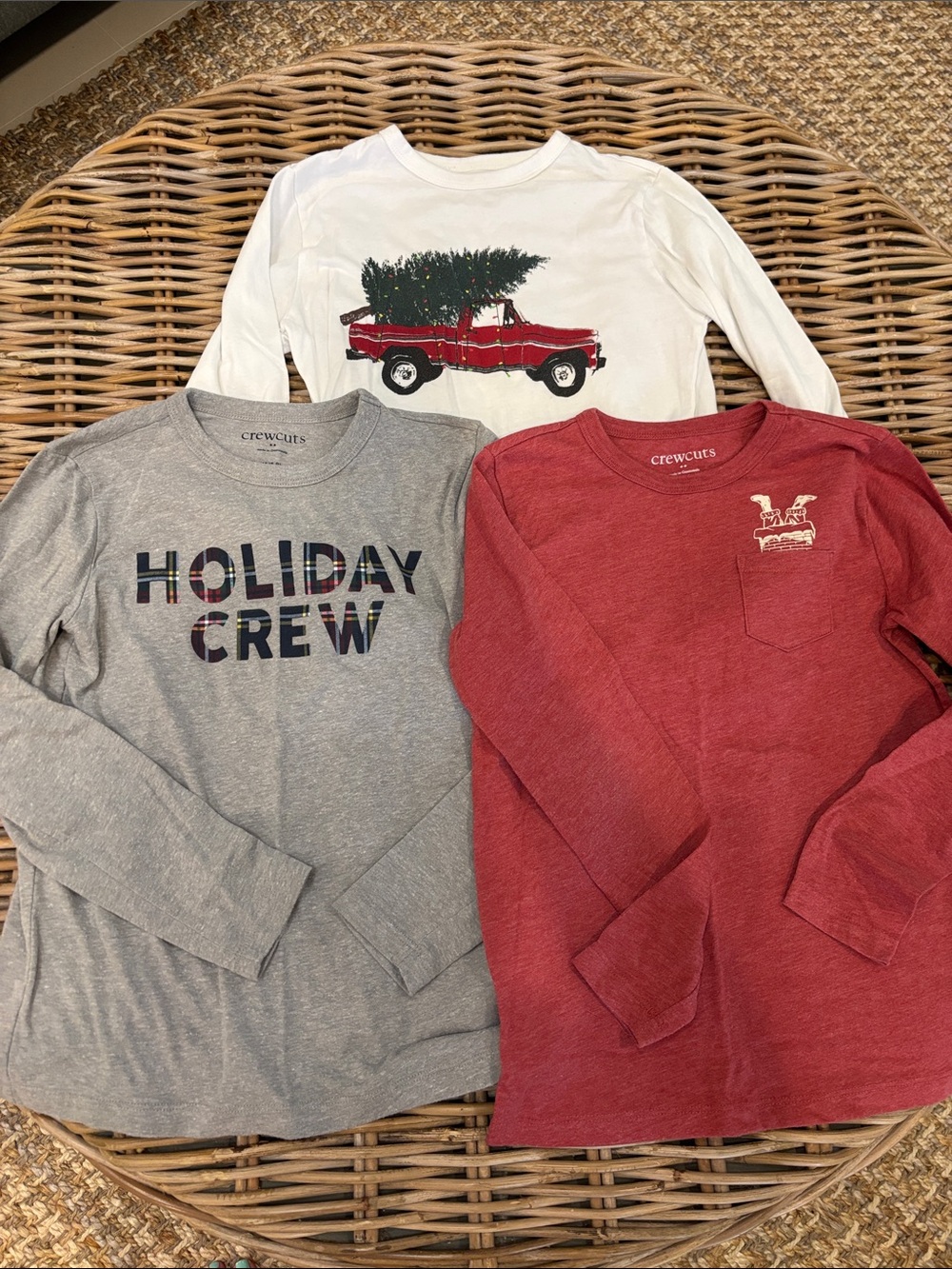Crewcuts Kids Holiday Long-Sleeve Tee Set - White, Gray & Red
